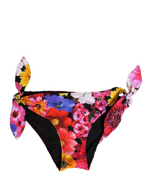 Floral Print Bikini Bottom — Black