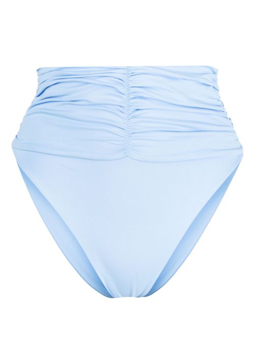 Ruched high-waisted bikini bottom - Blue