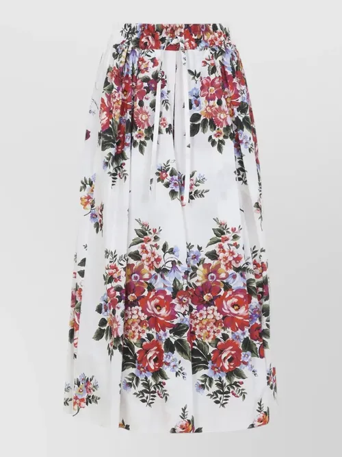 Dolce&Gabbana - floral pleated skirt elastic waistband drawstring