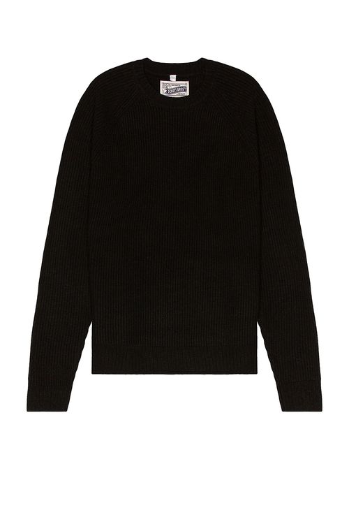Schott Ribbed Wool Crewneck Sweater in Black - Black.  S also in