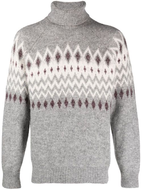 Patterned intarsia-knit sweater - Grey
