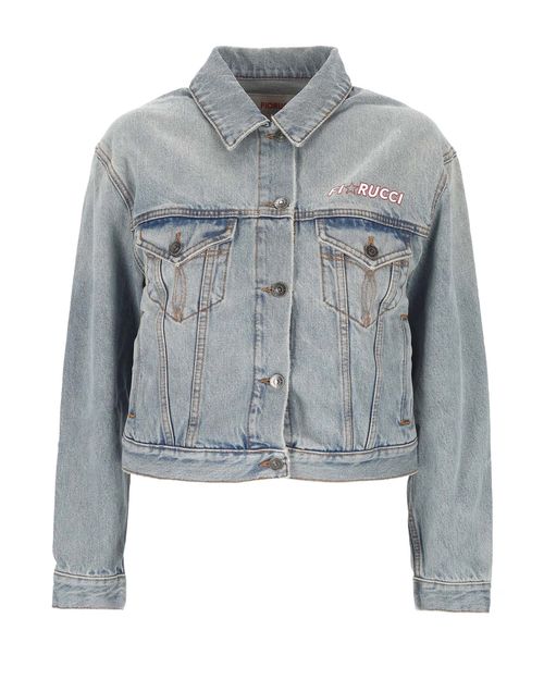 Logo-Embroidered Denim Jacket — Blue