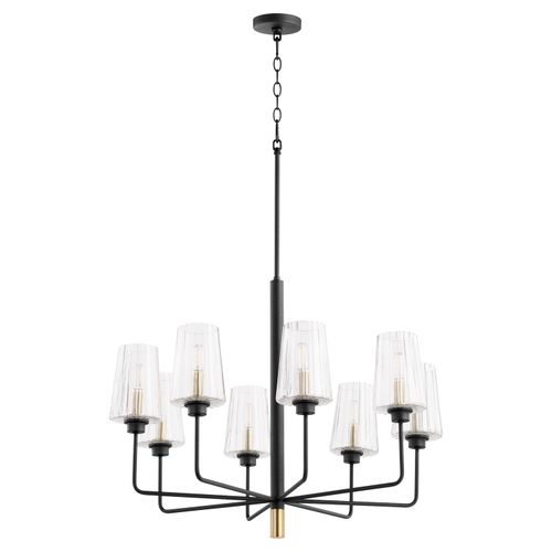Dalia 8-Light Chandelier in Textured Black w with Aged Bra