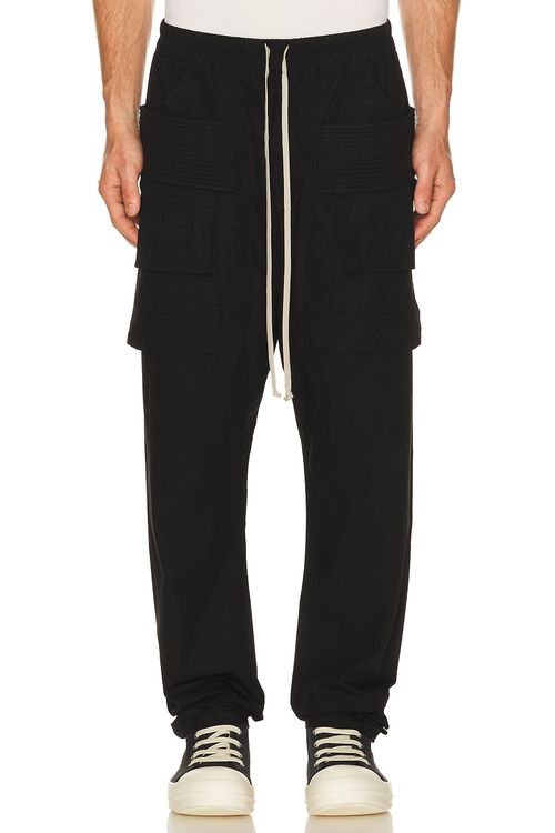DRKSHDW by Rick Owens Creatch Cargo Drawstring in Black - Black. L also in M, XL/1X