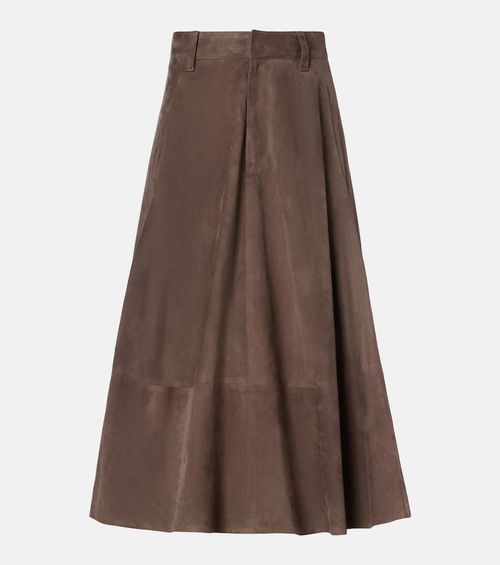 Suede midi skirt