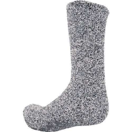 FLOSO Mens Warm Slipper Socks With Rubber Non Slip Grip (Grey) - Size UK 7-11