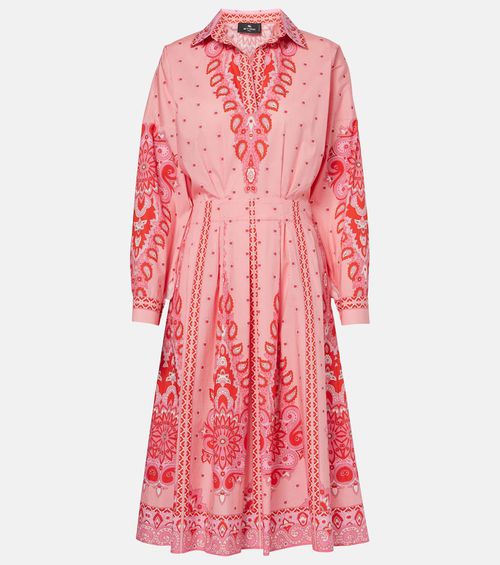 Printed cotton-blend midi dress