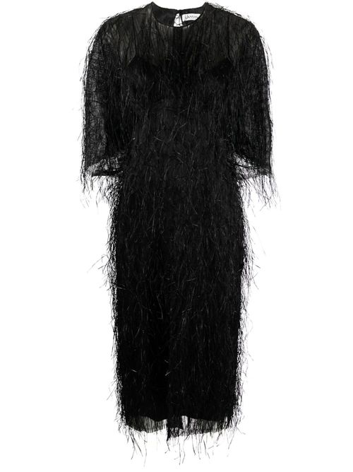 Fringed midi dress - Black