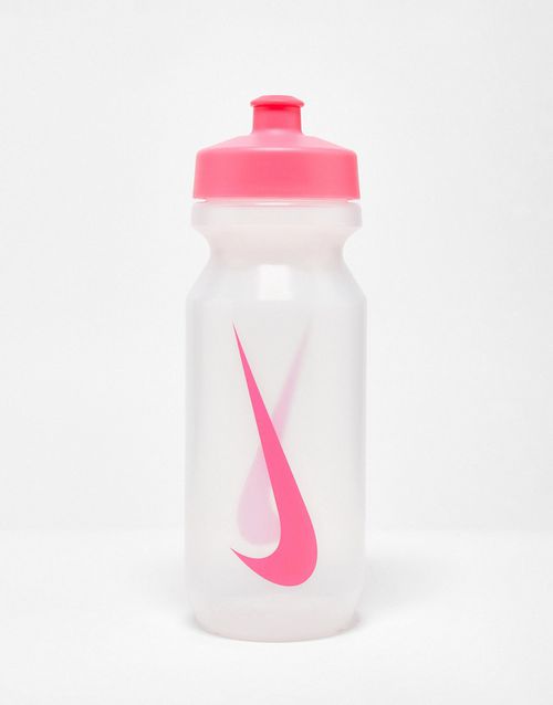 Training Big Mouth 2.0 625ml water bottle in clear with pink swoosh-White