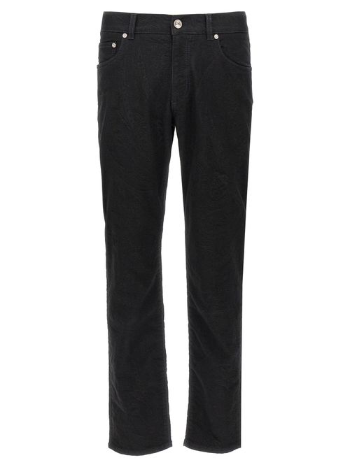 Tone-on-Tone Jacquard Denim Jeans — Black