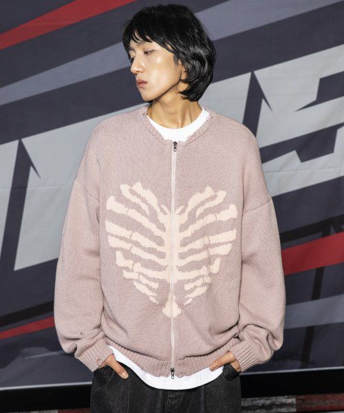 XTK037 Bow knit zip-up