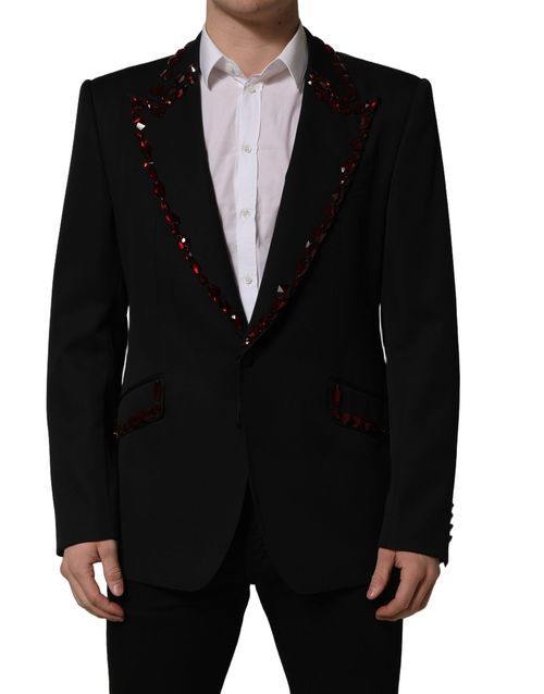 Crystal-Embellished Blazer — Black