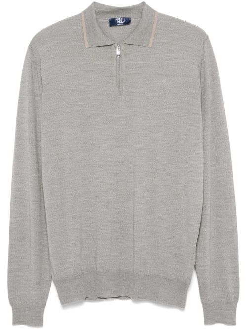 Fine-Knit Virgin Wool Polo Shirt — grey