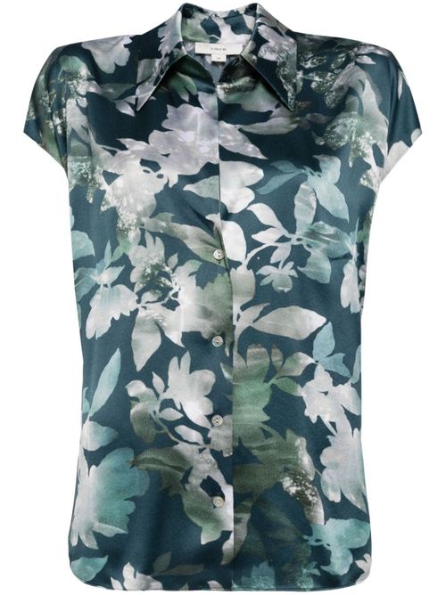 Floral-printed shirt - Blue