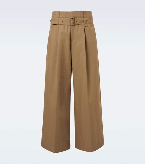 Cotton-blend canvas wide-leg pants