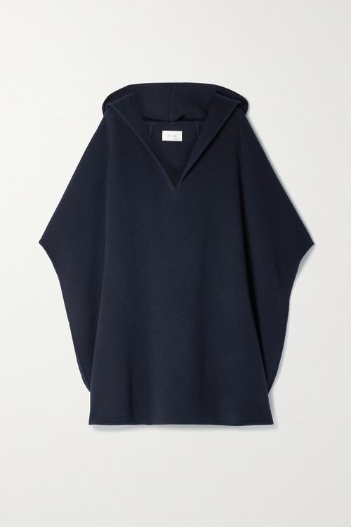 Nusa Hooded Wool And Cashmere-blend Poncho - Midnight blue - XS/S
