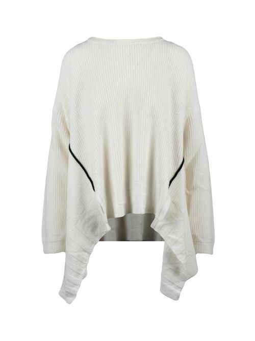 Asymmetric Crewneck Sweater with Extended Side Panels