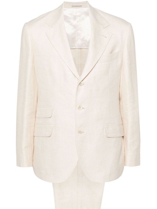 Single-breasted linen-blend suit - Neutrals