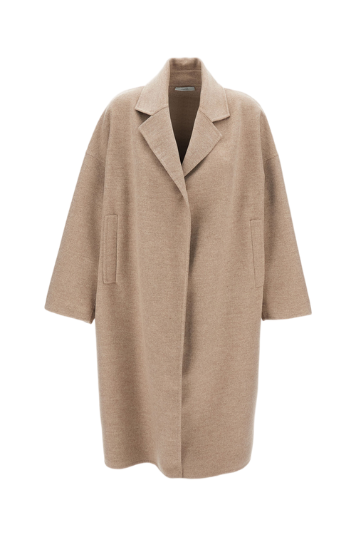 Single-Breasted Cashmere Coat With Open Front And Welt Pockets