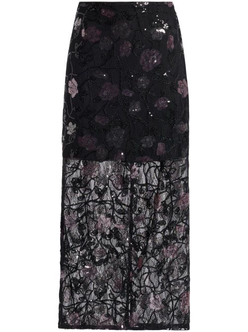 Lace midi skirt - Black