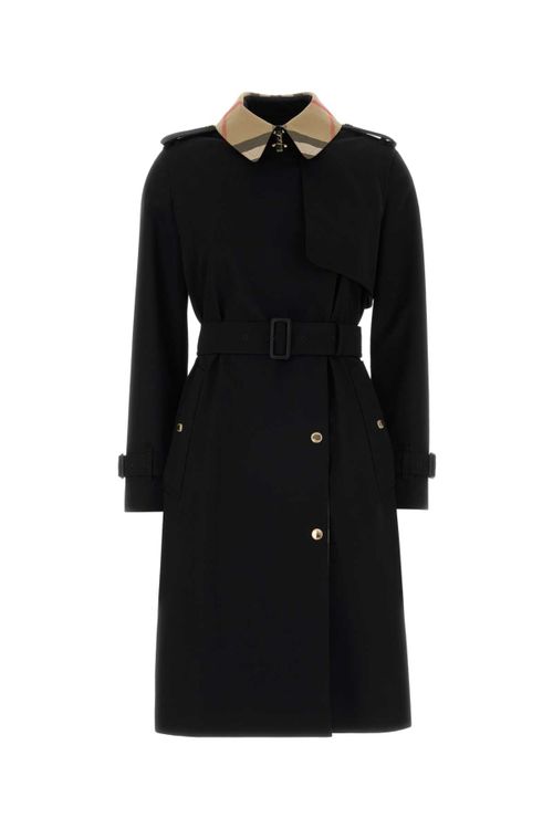 Collared Cotton Trench Coat — Black