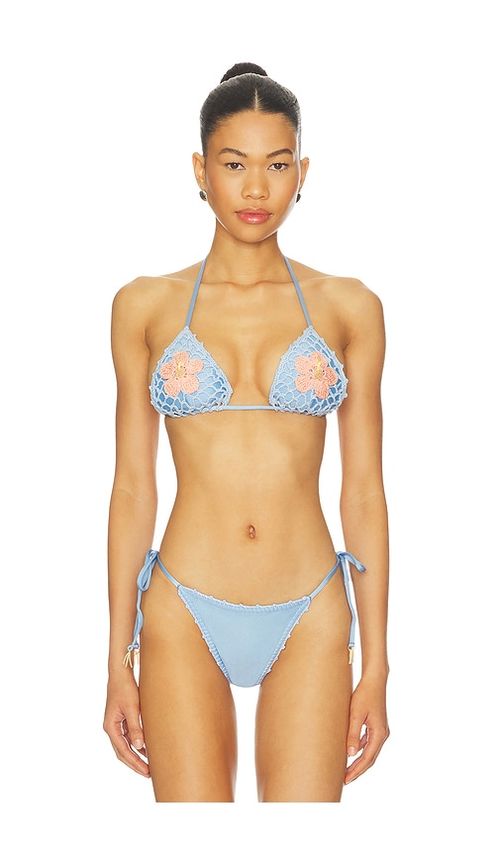 Capittana Missy Flowers Top in Blue,Coral. - M also in L