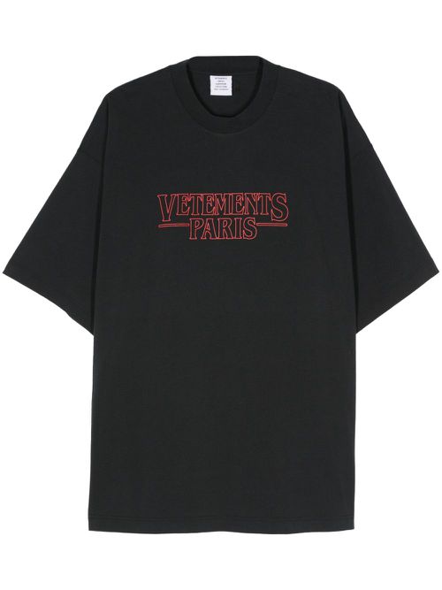 Rubberised-logo T-shirt - Black