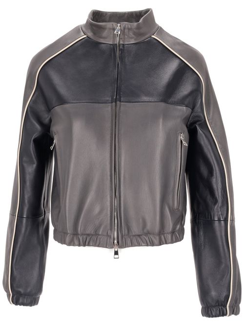 Dark Grey Leather Bomber