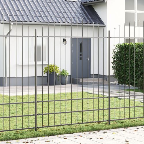 Garden Fence with Hoop Top Gray 11.9x2 m Steel