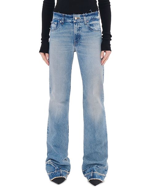 Floral Cut Mid Rise Jeans in Pollock