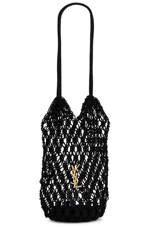 Saint Laurent Large Cassandre Shopping Crochet Bag in Nero - Black. a