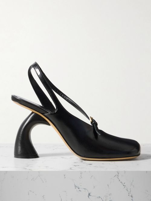Leather Slingback Pumps - Black