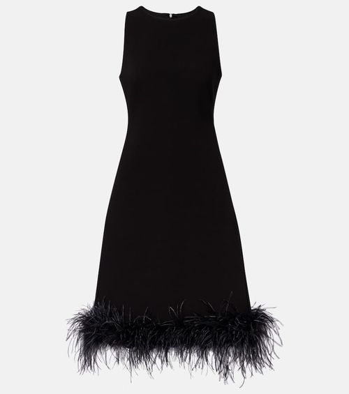 Semito feather-trimmed midi dress
