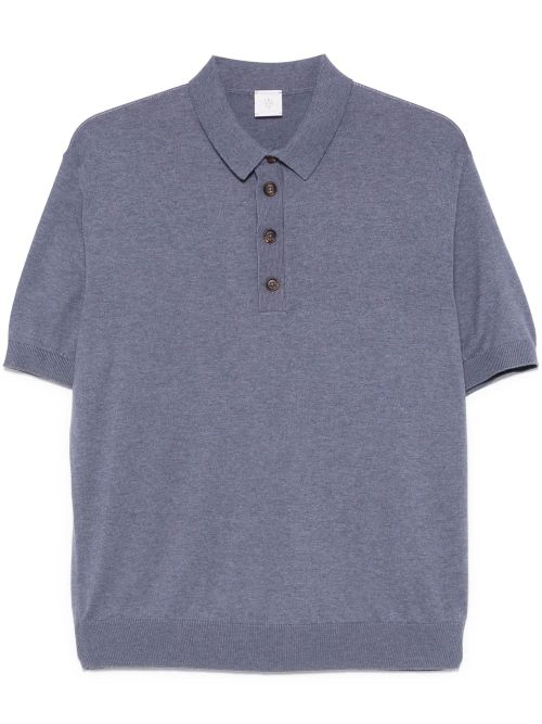 Fine-Knit Cotton-Cashmere Polo Shirt — Blue