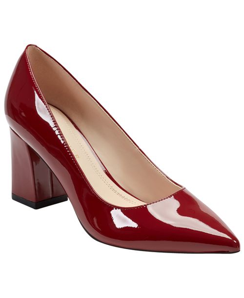 Women's Zala Pointy Toe Block Heel Pumps - Dark Red Patent Leather