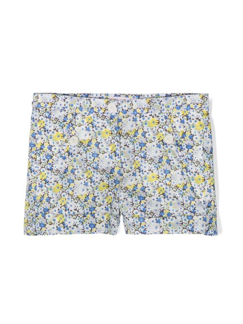 Floral-print cotton shorts - White