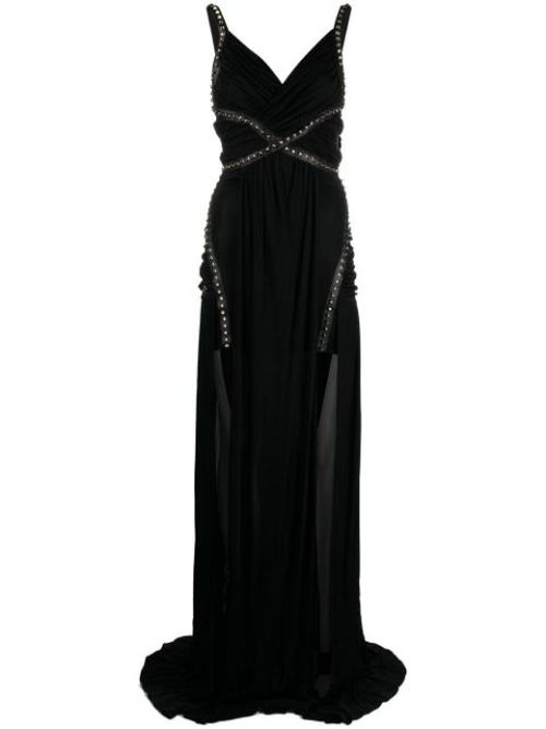 Stud-detailed floor-length dress