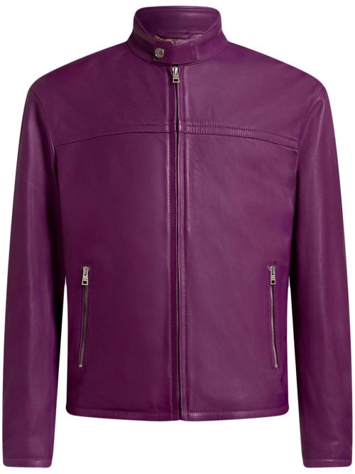 Logo leather jacket - Purple