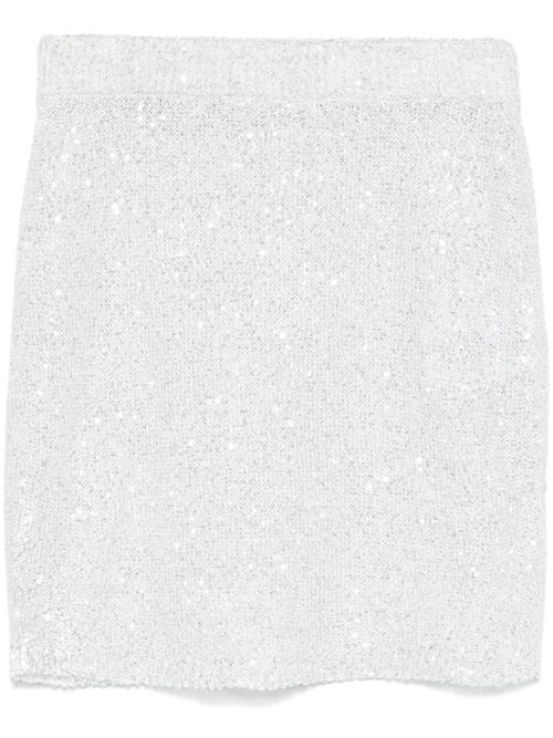 Sequin knitted mini skirt - White