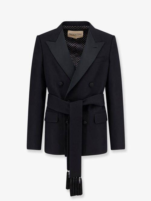 Virgin Wool Double-Breasted Blazer — Black