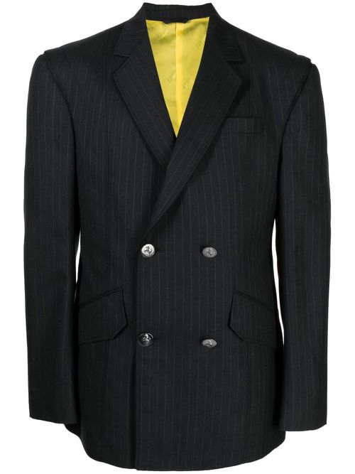 Double-breasted virgin-wool blazer - Black