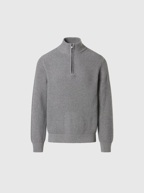 Pullover mit Patentmuster und kurzem Reißverschluss
