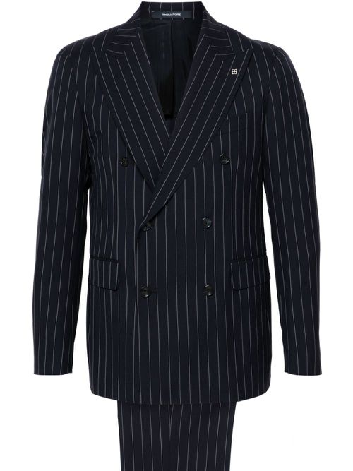 Pinstriped double-breasted suit - Blue