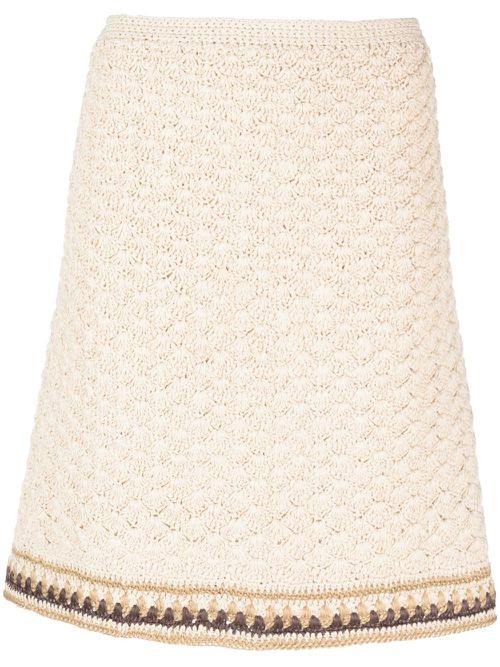 High-waisted knitted skirt - Neutrals