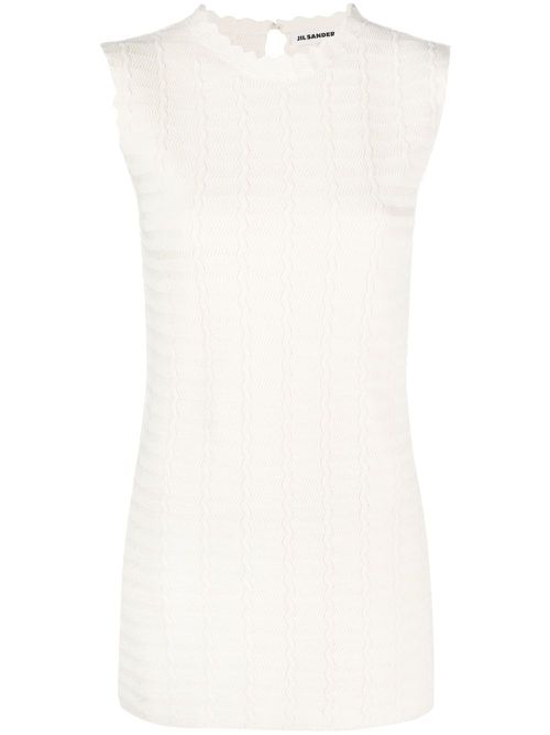 Sleeveless zigzag-pattern sweatshirt - White