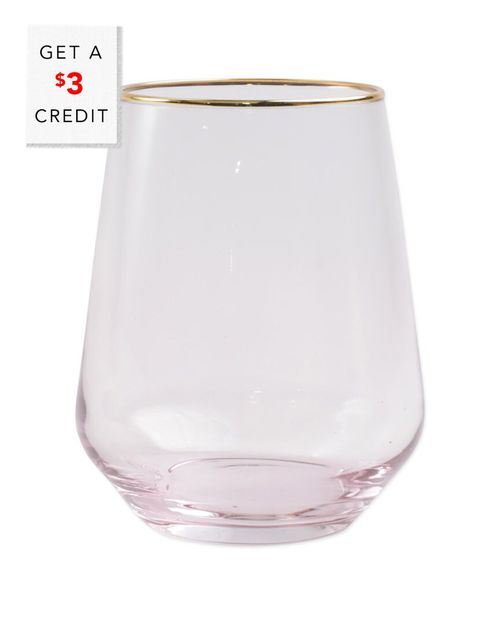 Dnu Unprofitable Viva By Rainbow Pink Stemless Wine Glass  With $3 Credit