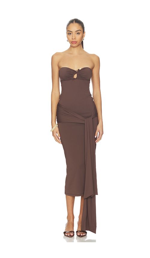 Bardot Laverne Strapless Midi Dress in Chocolate. 4. Also , 6, 8