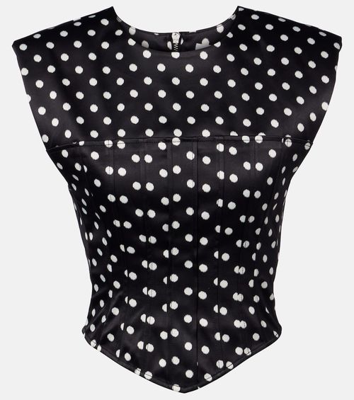 Polka-dot satin corset top