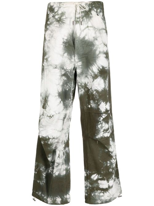 Wide tie-dye trousers - Green