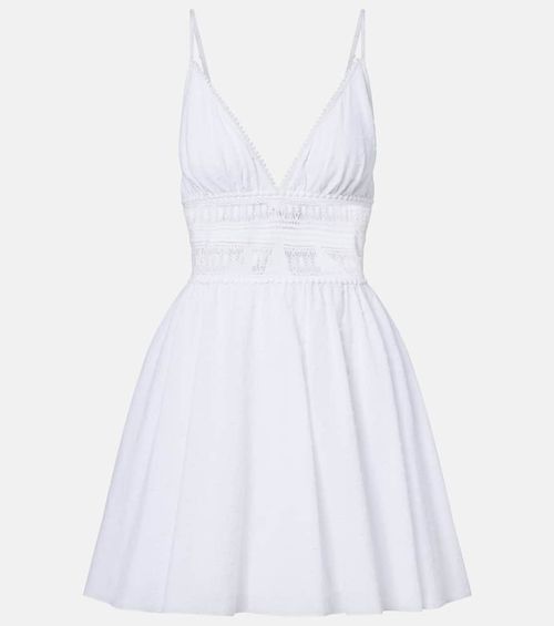 Emilie bow-detail cotton minidress